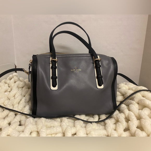 kate spade Handbags - kate spade Gray and Black Sophisticated Leather Bedford Satchel